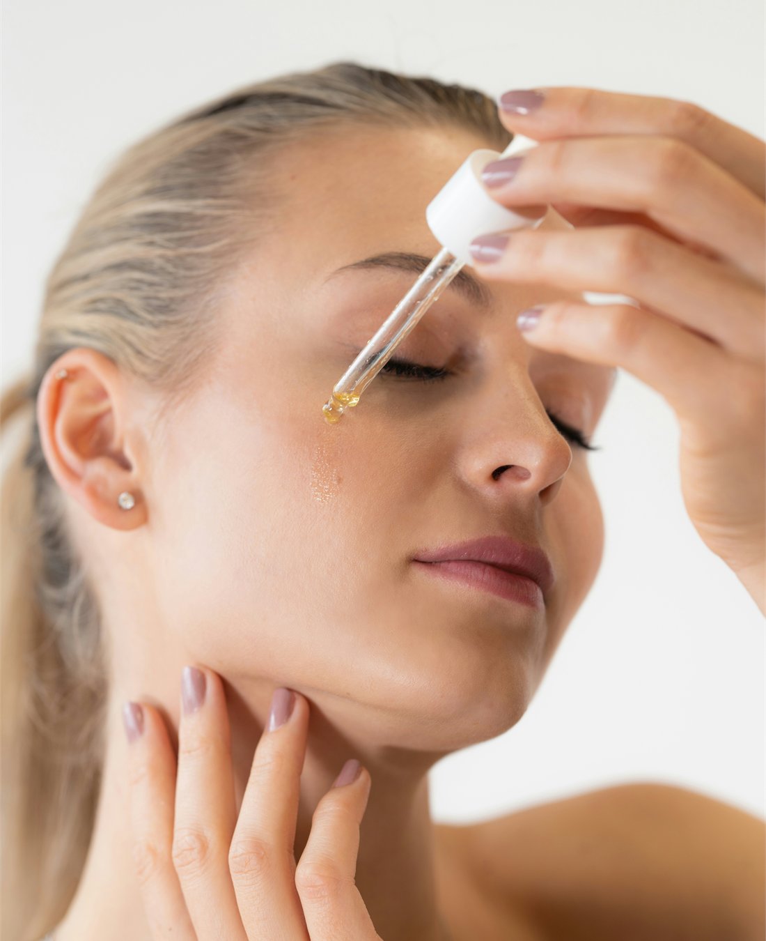 Serum being applied during a skincare routine